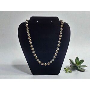 Kissaka Faux Pearl  Hand Knotted Necklace Women Silver Tone Elegant Jewelry